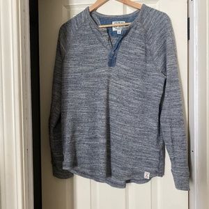 Lucky Brand Gray/Blue Waffle Long Sleeve Shirt - M